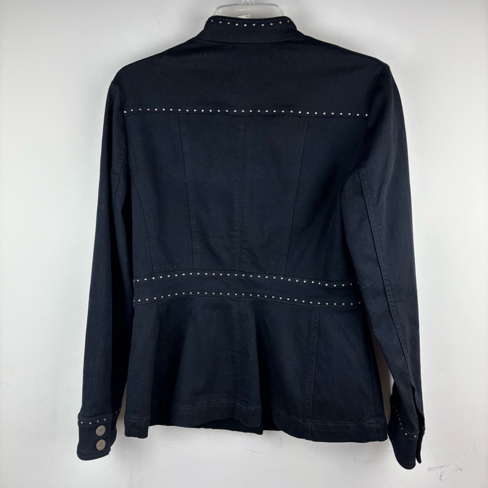 White House Black Market Black Denim Stud-Trim Utility Jacket - Picture 9 of 11